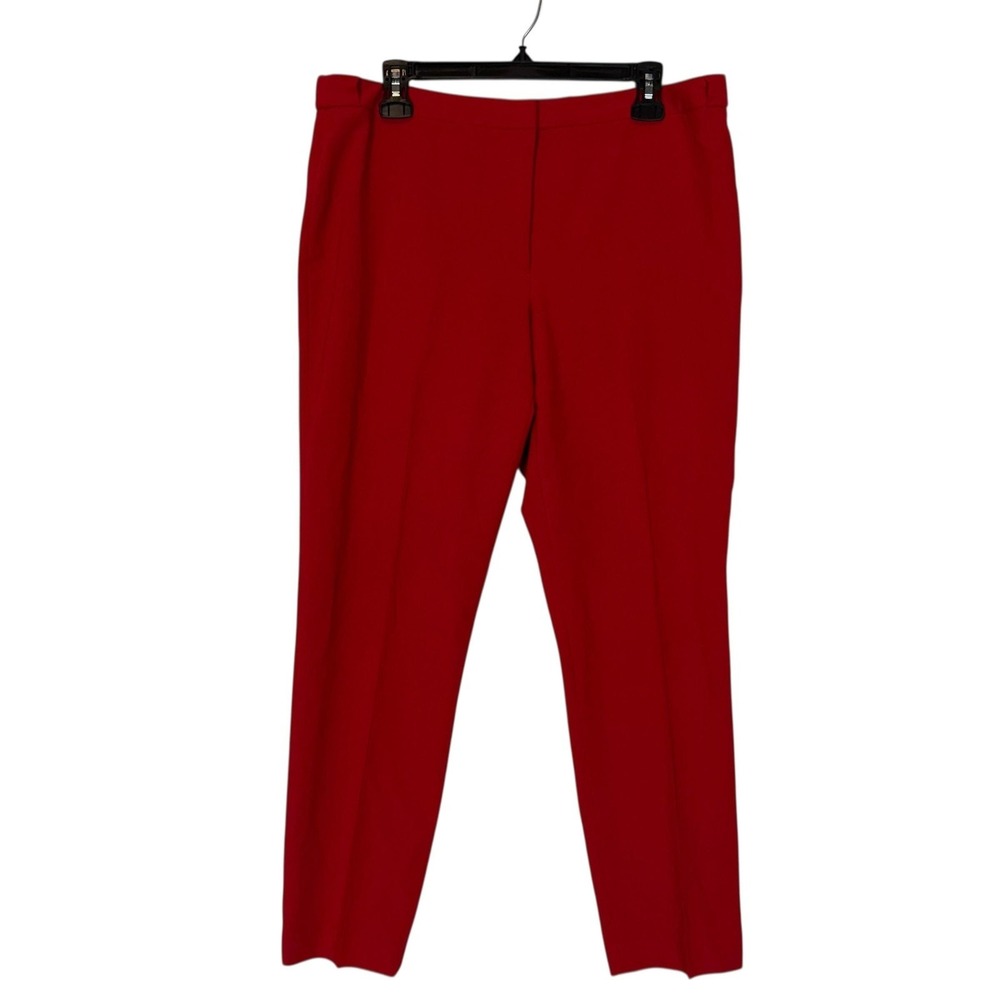 Calvin Klein Pants Womens 10 Red Highline Dress Trousers Slim‎ Tapered Stretch
